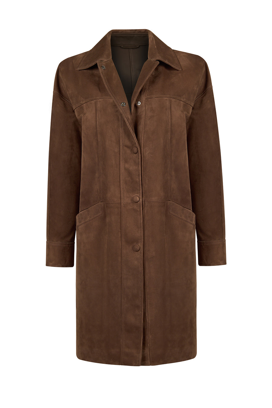 Madrid Woman Brown Long Suede Trench Coat