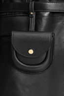 Karla Women's Black Belt Detailed Leather Jacket | Derimod