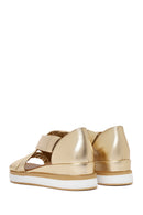 Women's Gold Thick Soled Leather Sandals | Derimod