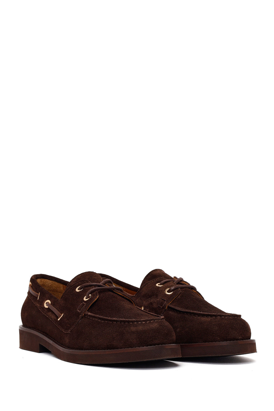Woman Brown Lace-up Suede Casual Shoes