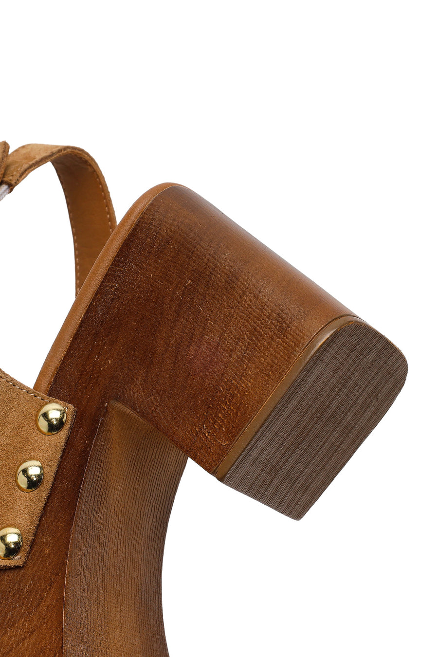 Women's Tan Suede Leather Sandals with Buckle Back and Platform Heel