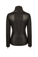 Audrey Woman Black Hooded Fur Leather Coats | Derimod