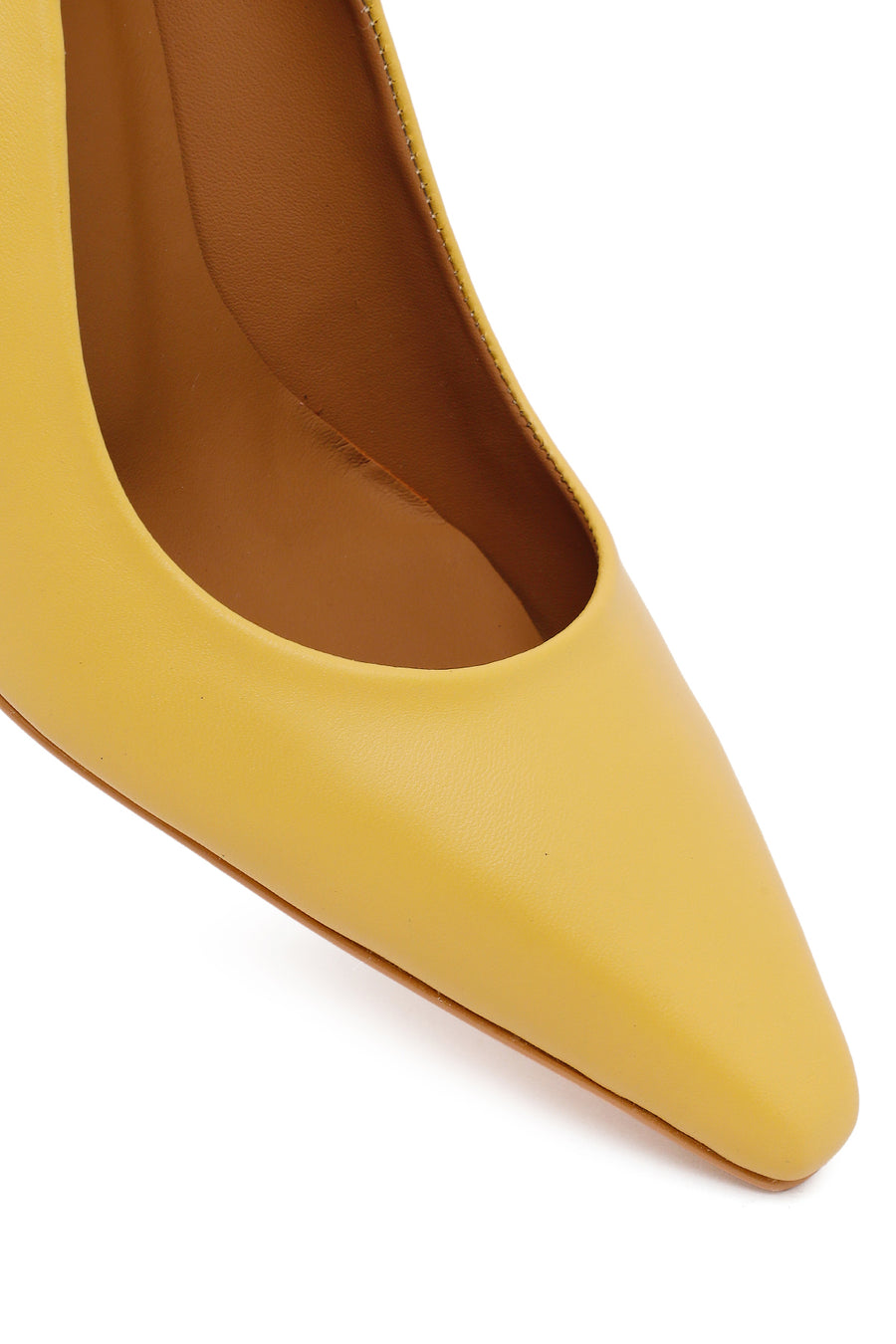Woman Yellow Thick-Heeled Leather Stiletto