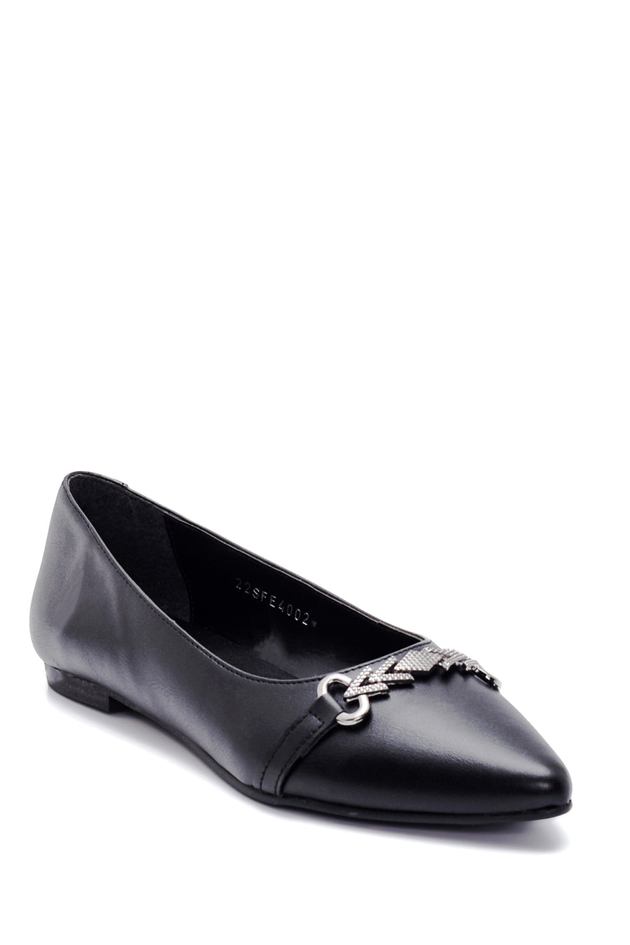 Women's Black Buckle Ballerinas