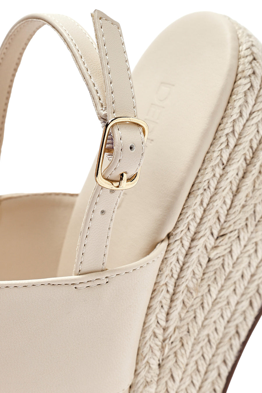 Women's Beige Ankle Buckle Wedge Heel Espadrille Sandals