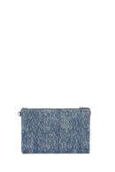 Women's Blue Long Chain Strap Jean Fabric Clutch Bag | Derimod