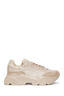 Women's Beige Thick Sole Lace-Up Sneakers | Derimod