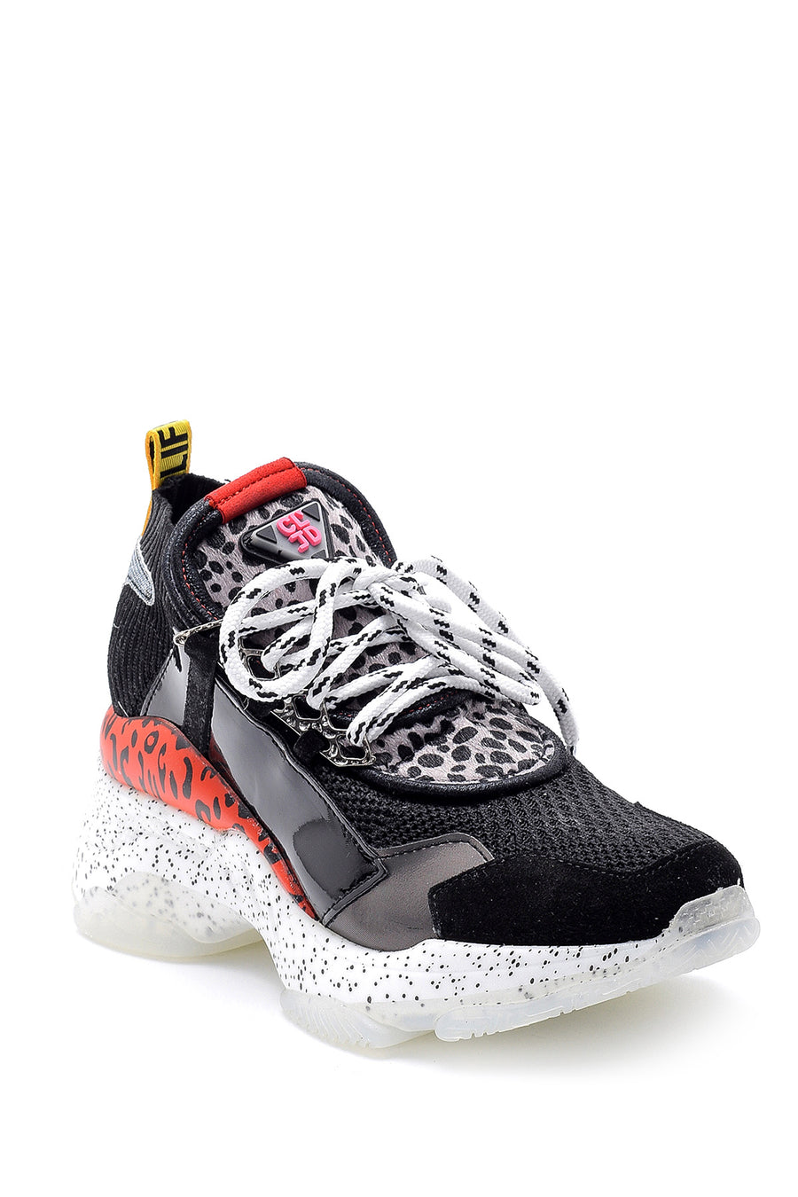 Women's High-Sole Leather Sneaker