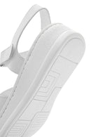 Women's White Strappy Thick Soled Leather Comfort Sandals | Derimod