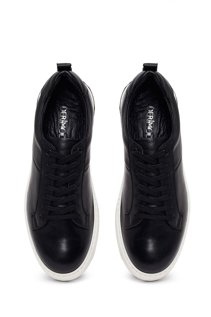 Erkek Siyah Bağcıklı Deri Sneaker