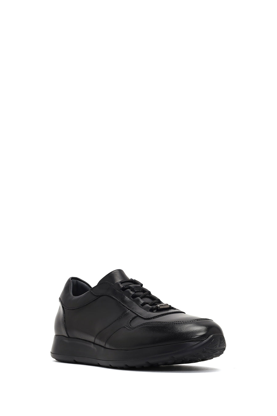 Men's Black Lace-Up Leather Sneaker