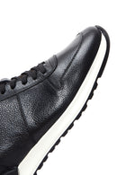 Erkek Siyah Bağcıklı Deri Casual Sneaker | Derimod