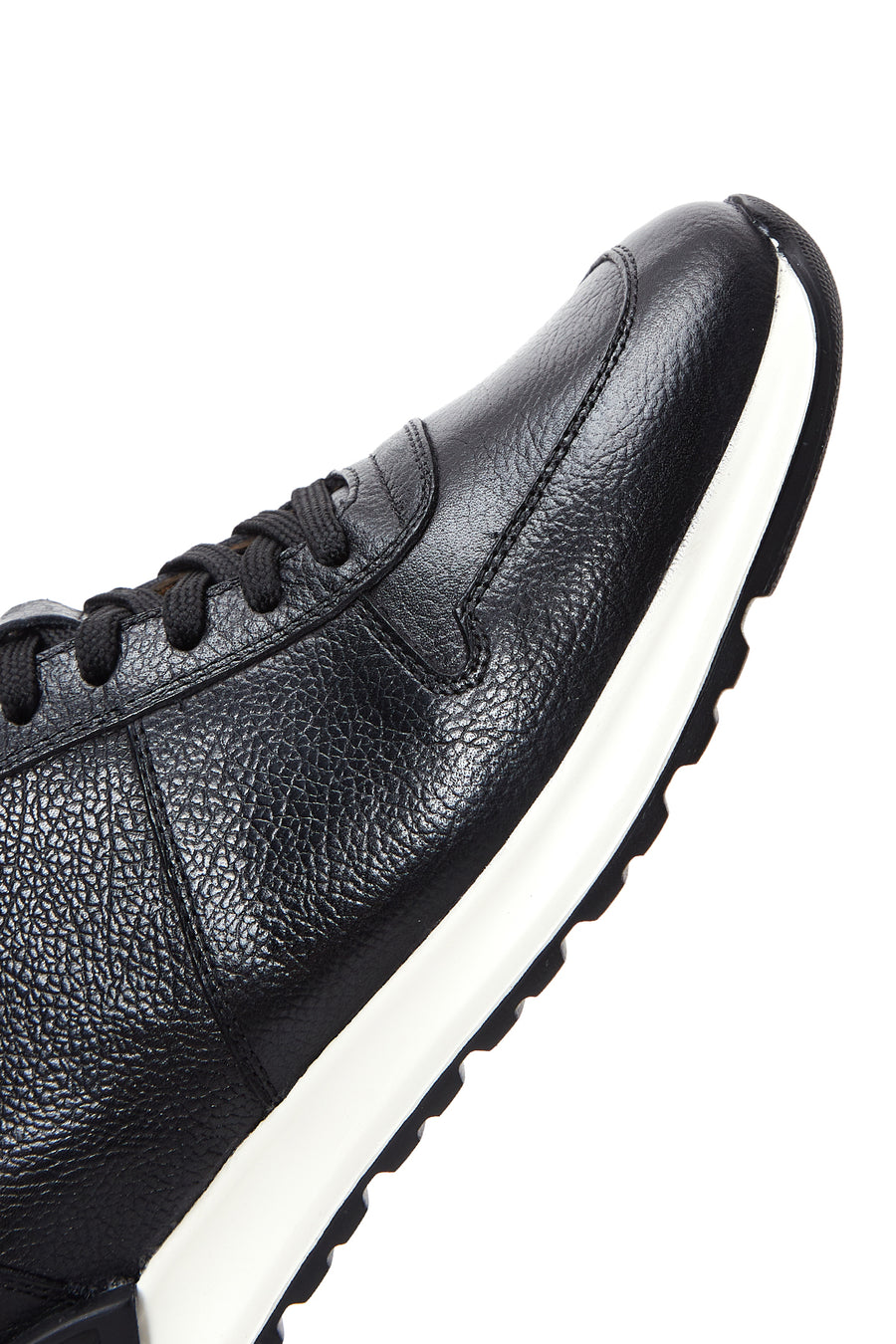 Erkek Siyah Bağcıklı Deri Casual Sneaker