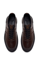 Erkek Kahverengi Bağcıklı Deri Sneaker | Derimod