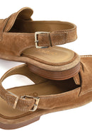 Women's Beige Backless Suede Leather Loafer | Derimod
