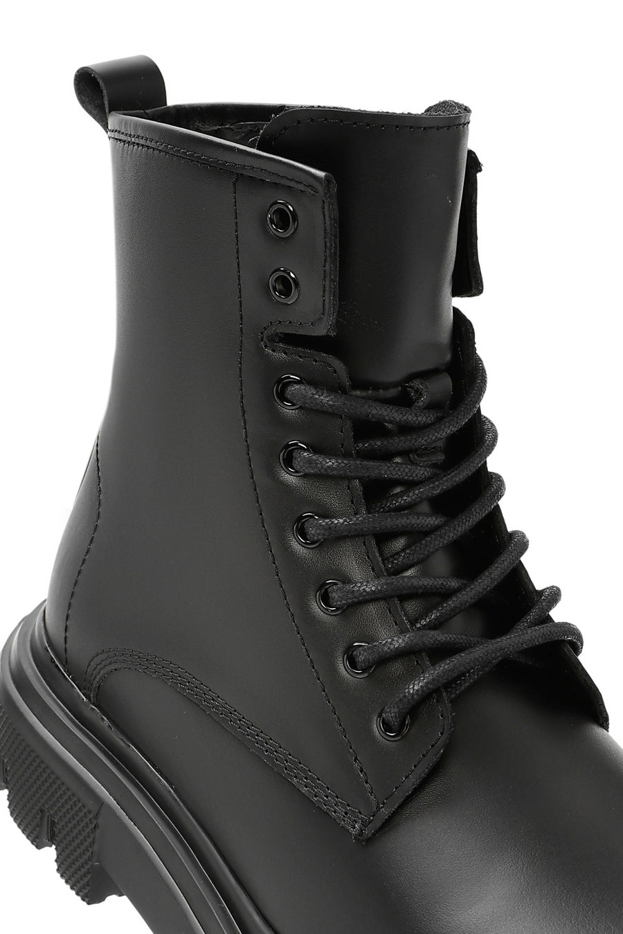
Men's Black Lace-Up Zippered Leather Combat Boot
