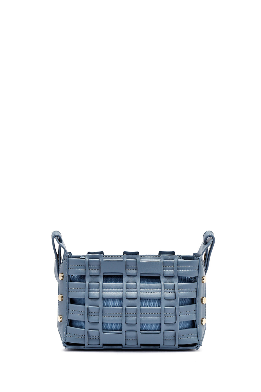 Woman Blue Long Strap Knitted Crossbody Bag