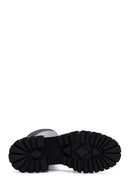 Woman Black Zippered Thick Sole Leather Boot | Derimod