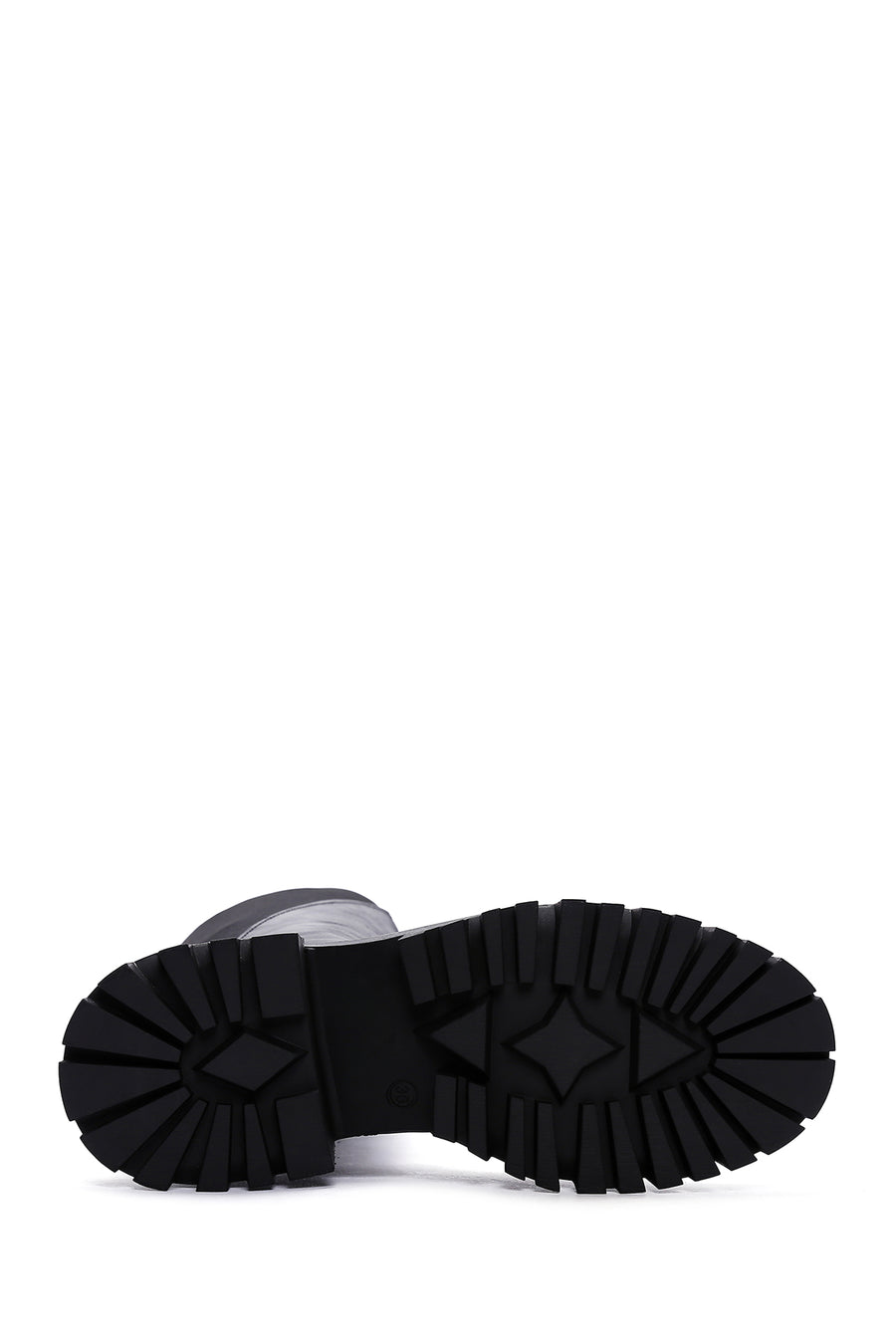 Women's Black Zippered Thick Soled Leather Boots