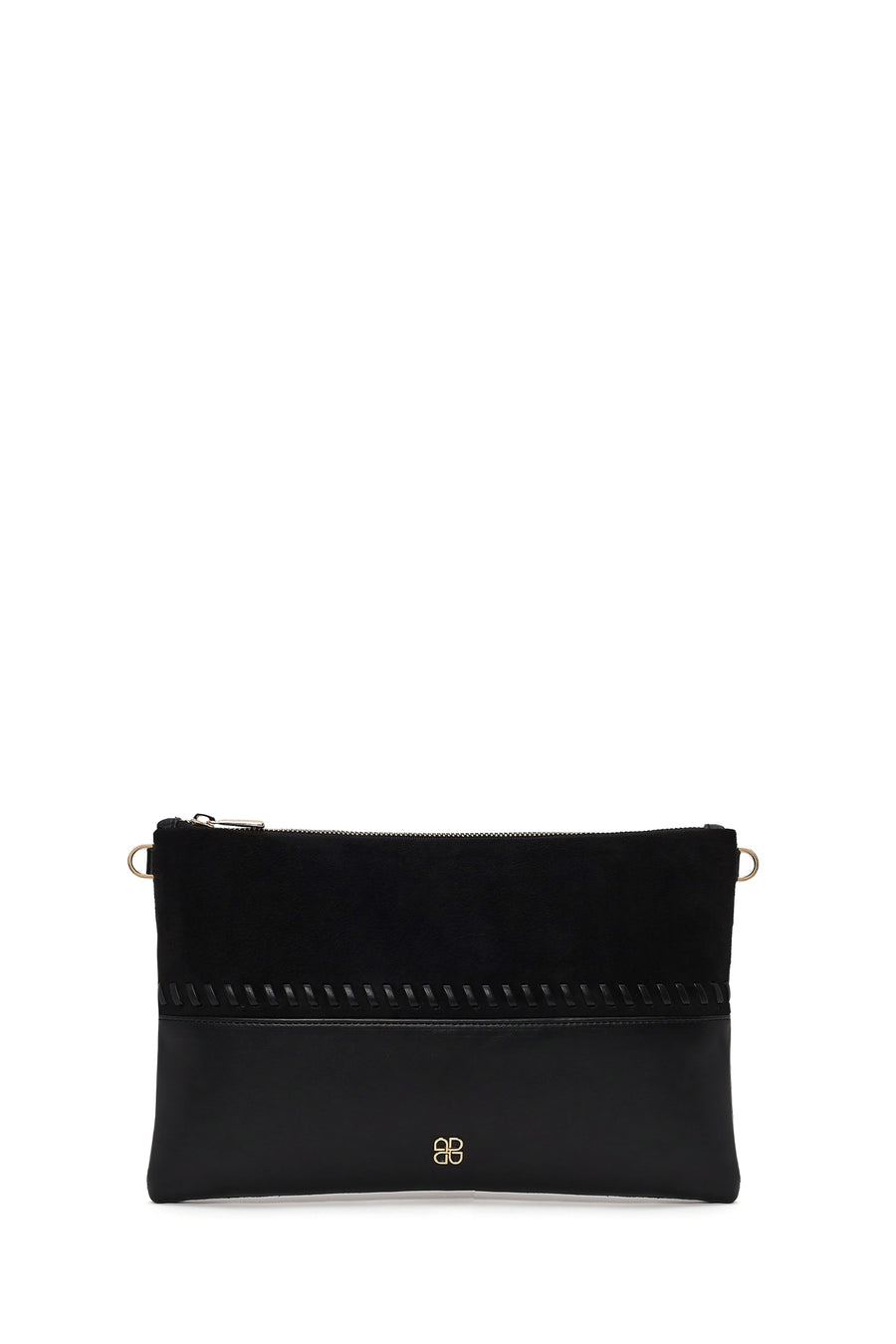 Woman Black Braided Chain-Strap Clutch Bag