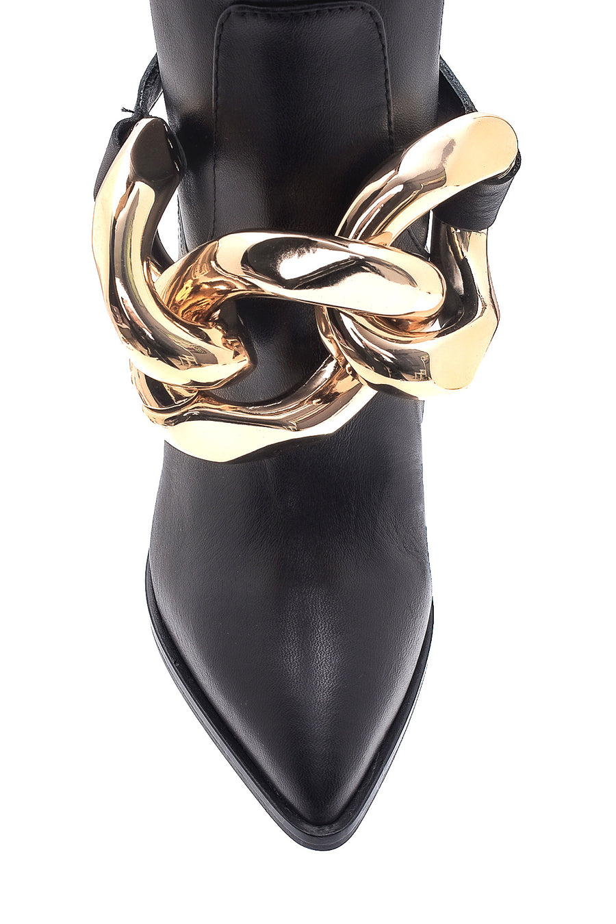 Women's Leather Chain Heeled Boots