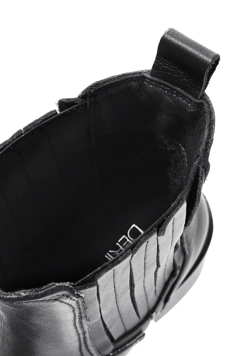 Women's Black Thick Heeled Leather Chelsea Boots
