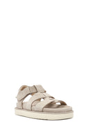 Women's Cream Thick Soled Suede Leather Sandals | Derimod