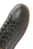 Erkek Haki Bağcıklı Deri Sneaker | Derimod