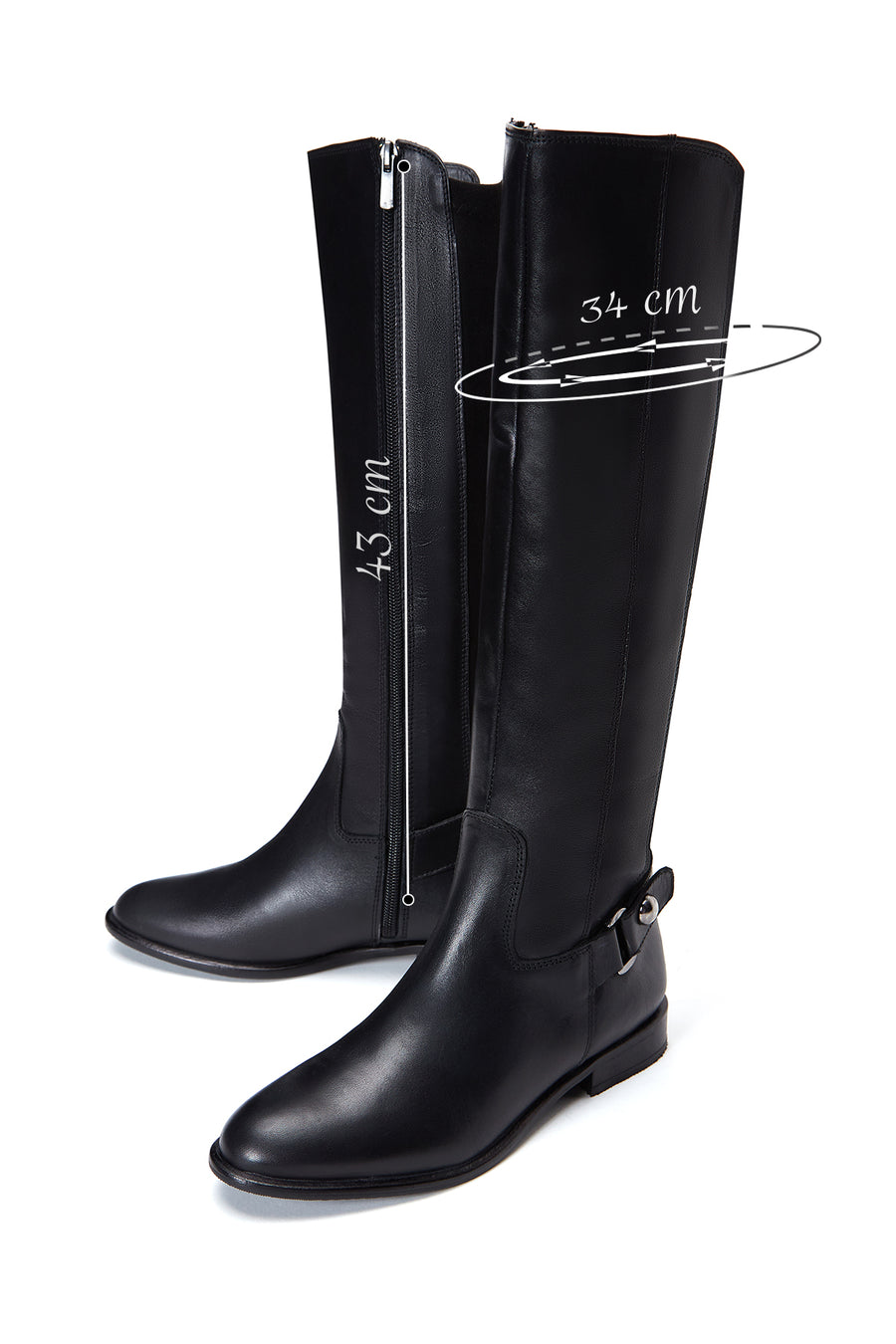 Women's Black Zipper Buckle Detail Boots