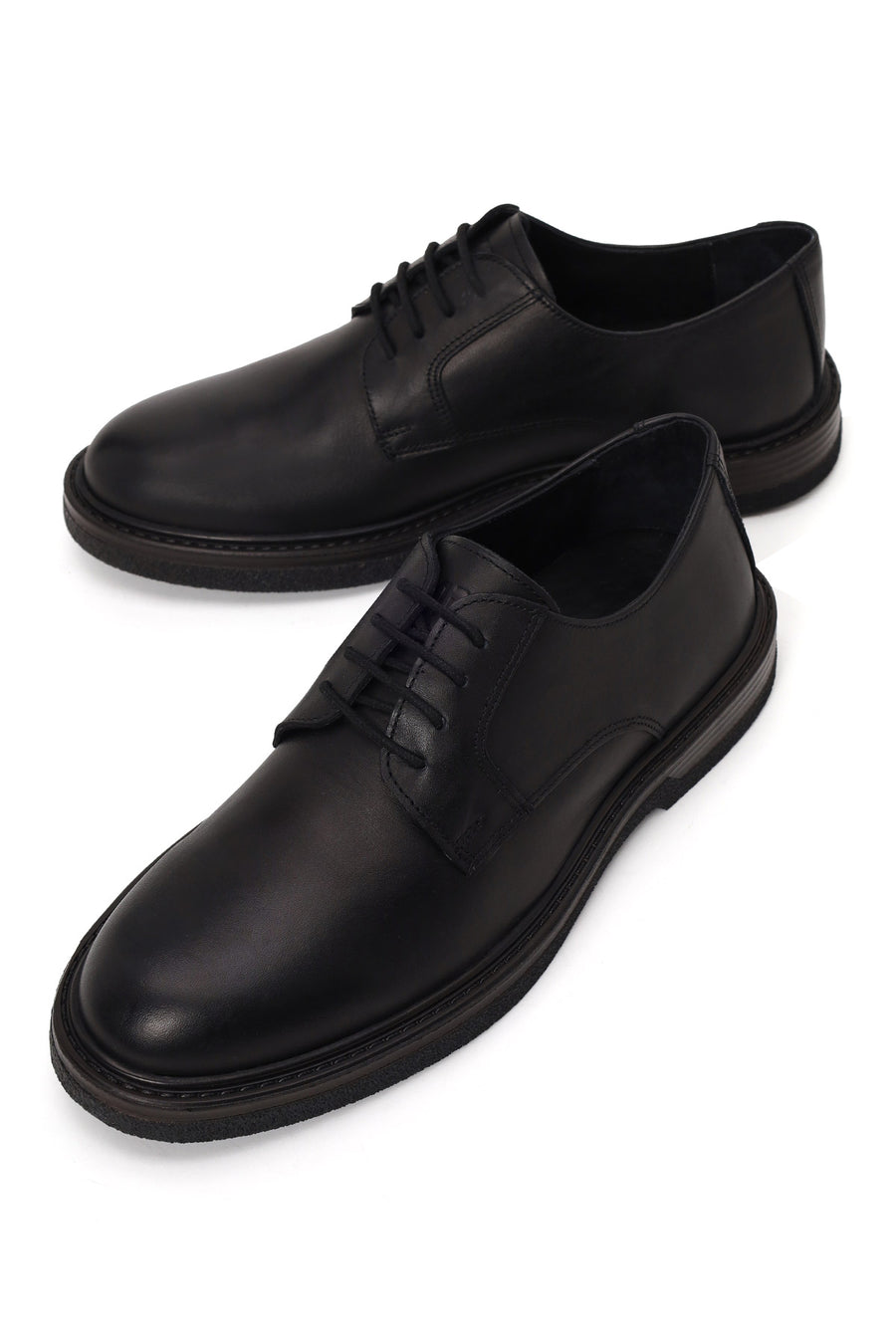 Male Black Lace-Up Leather Casual Shoes