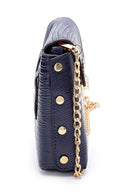 Women's Navy Blue Faux Leather Crossbody Bag | Derimod