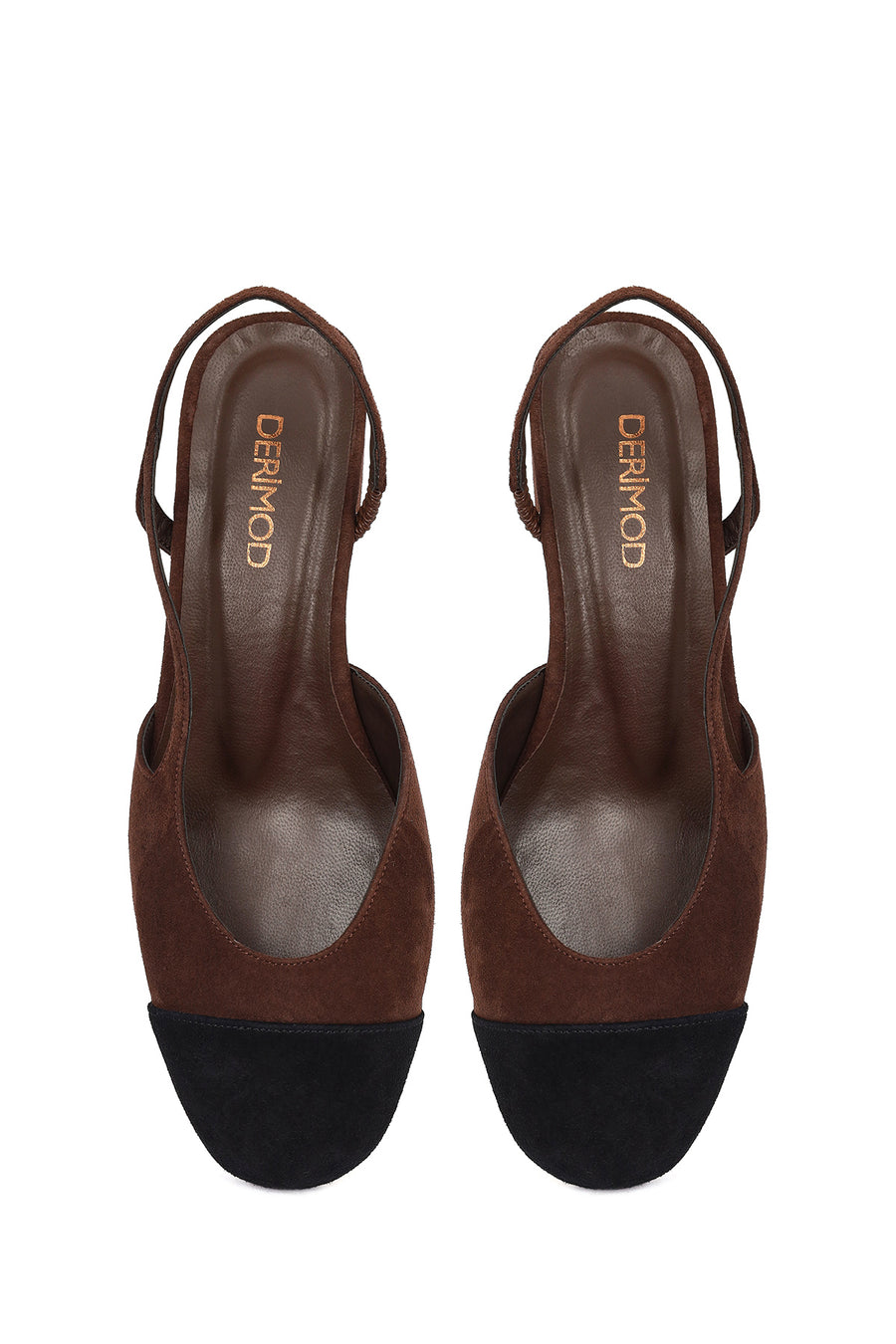 Women's Brown Open Back Suede Leather Ballet Flats