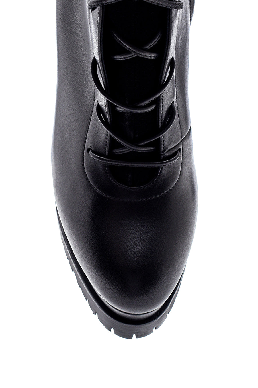 Women's Leather Platform Heeled Boots