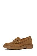 Geox Women's Tan Spherica Ec1 Suede Masculine Loafer | Derimod