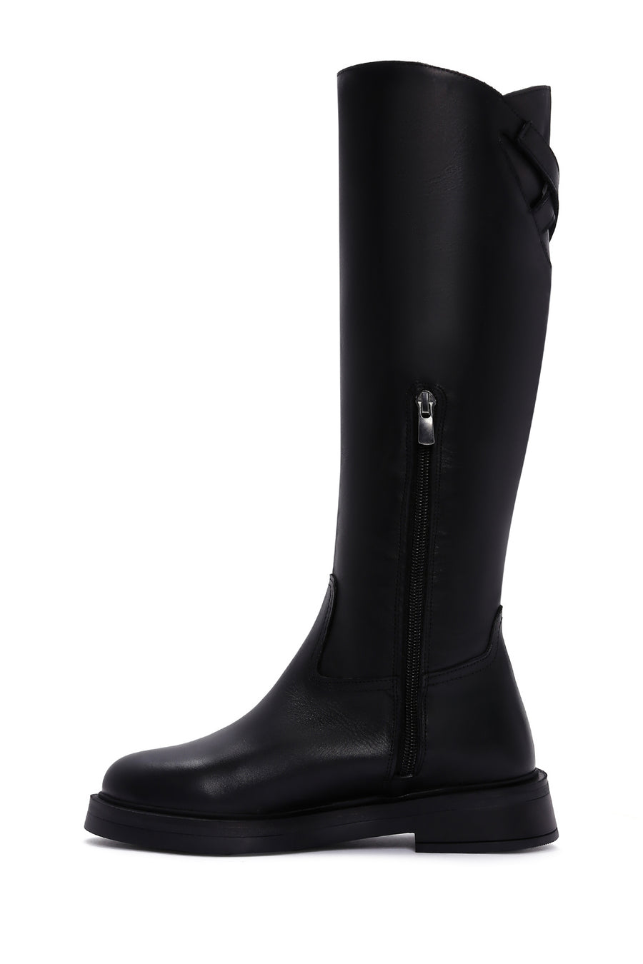 Women's Black Zippered Leather Boots