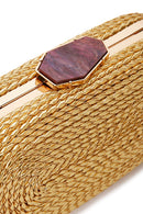 Women's Gold Long Strap Braided Mini Evening Clutch Bag | Derimod