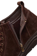 Men's Brown Suede Leather Boots with Zipper | Derimod