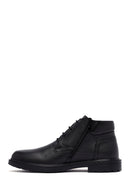 Male Black Zip Closure Leather Boots | Derimod