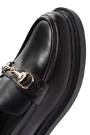 Woman Black Buckled Masculine Loafer | Derimod