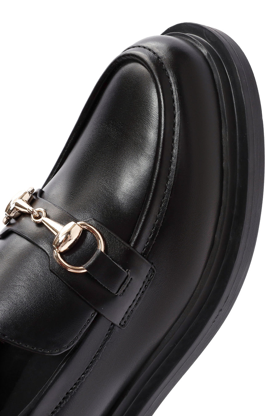 Woman Black Buckled Masculine Loafer