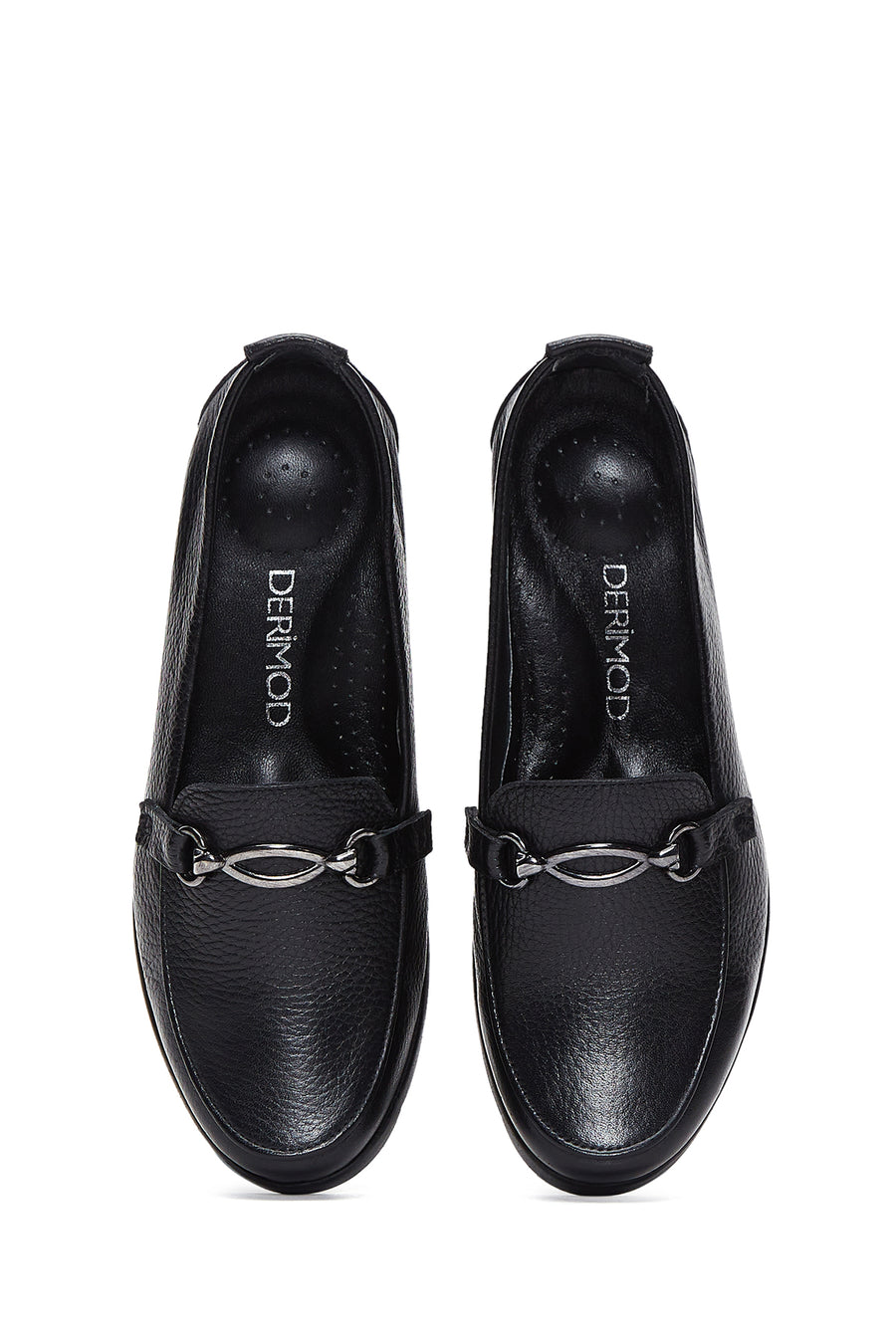 Women's Black Leather Wedge Heeled Comfort Loafer
