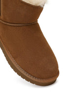 Woman Camel Suede Teddy Boots | Derimod