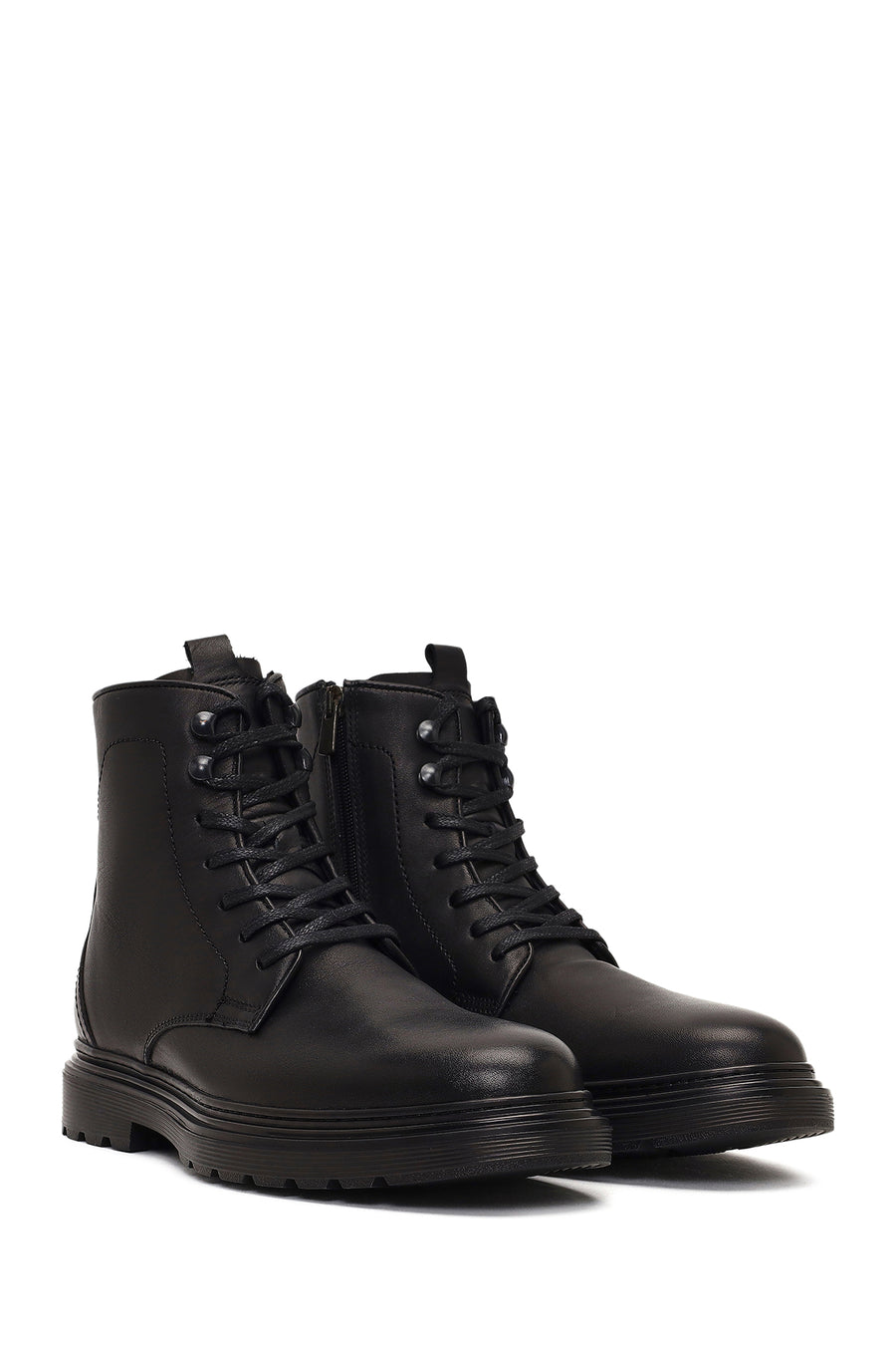 Men's Black Zippered Leather Casual Boot