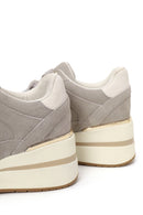 Woman Gray Lace-Up Wedge Heel Suede Shoes | Derimod