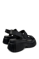 Camper Women's Black Bcn Thick Soled Leather Sandals | Derimod