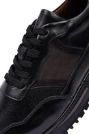 Erkek Siyah Bağcıklı Kalın Tabanlı Deri Casual Sneaker | Derimod