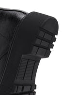 Woman Black Leather Zippered Combat Boots | Derimod