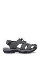 Male Grey Leather Outdoor Sandals | Derimod
