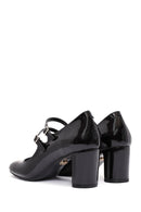 Women's Black Double Buckle Thick Heel Patent Leather Mary Jane Shoes | Derimod