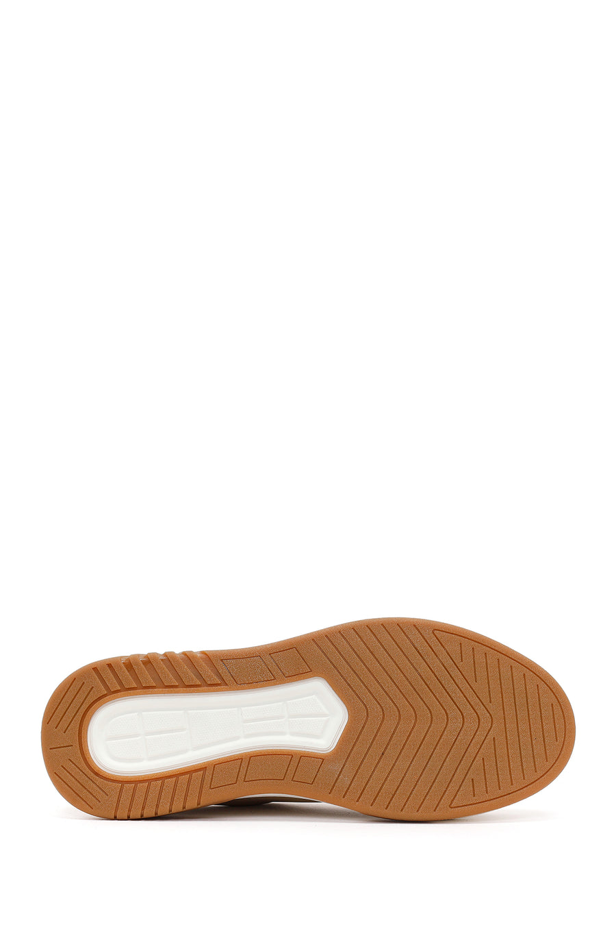 Erkek Bej Kalın Tabanlı Bağcıklı Deri Sneaker